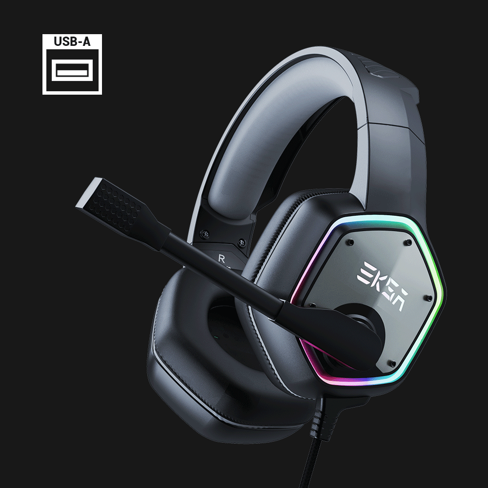 EKSA E1000 RGB USB Gaming Headset 7.1 Surround Sound Noise canceling Mic Headphone for PC PS4 PS5