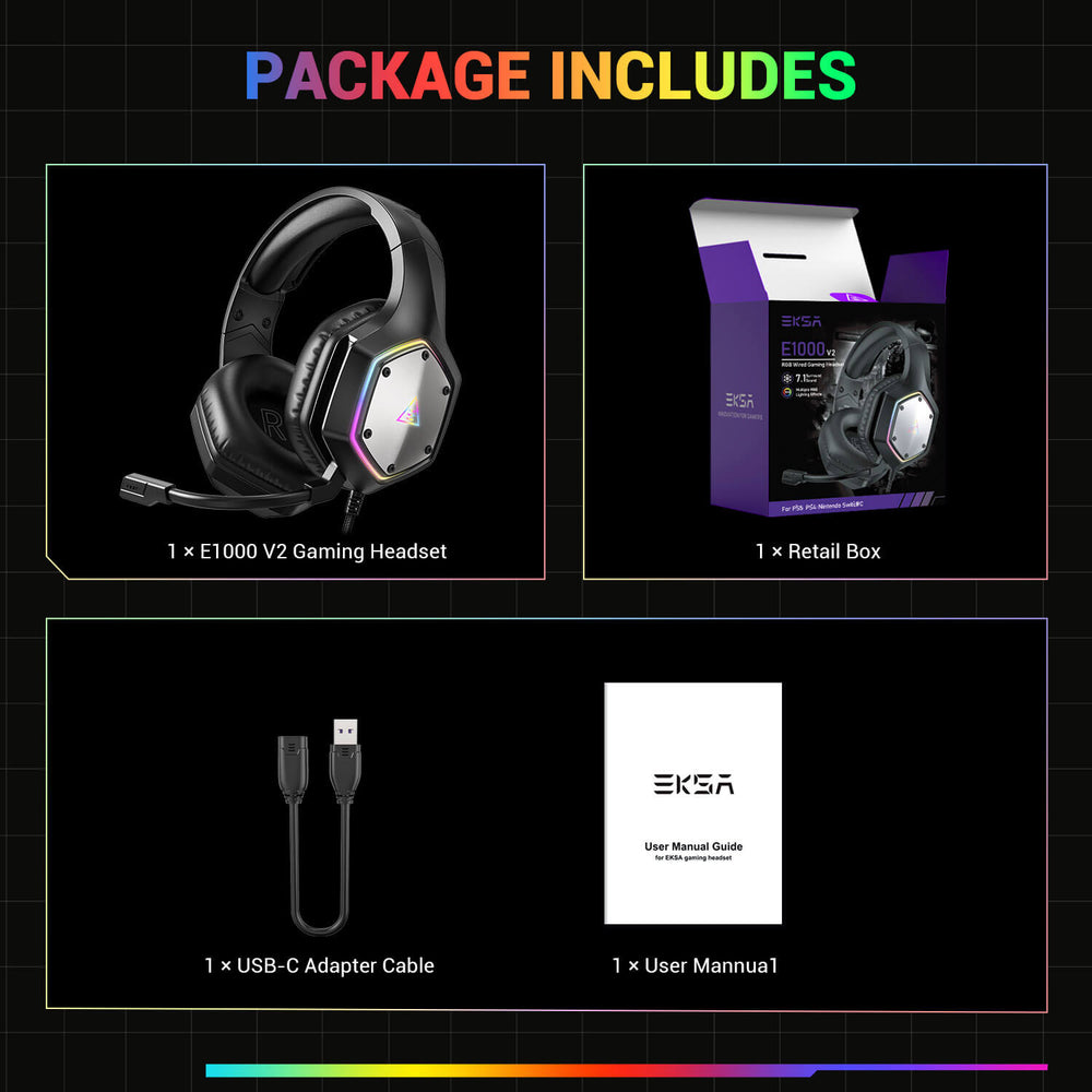 EKSA E1000 V2 RGB Wired Gaming Headset 10 E1000 V2 1 16