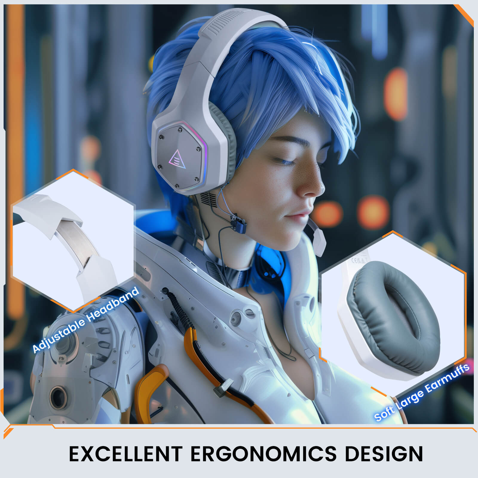 EKSA® E1000 WT True 2.4 GHz Wireless Gaming Headset with ENC