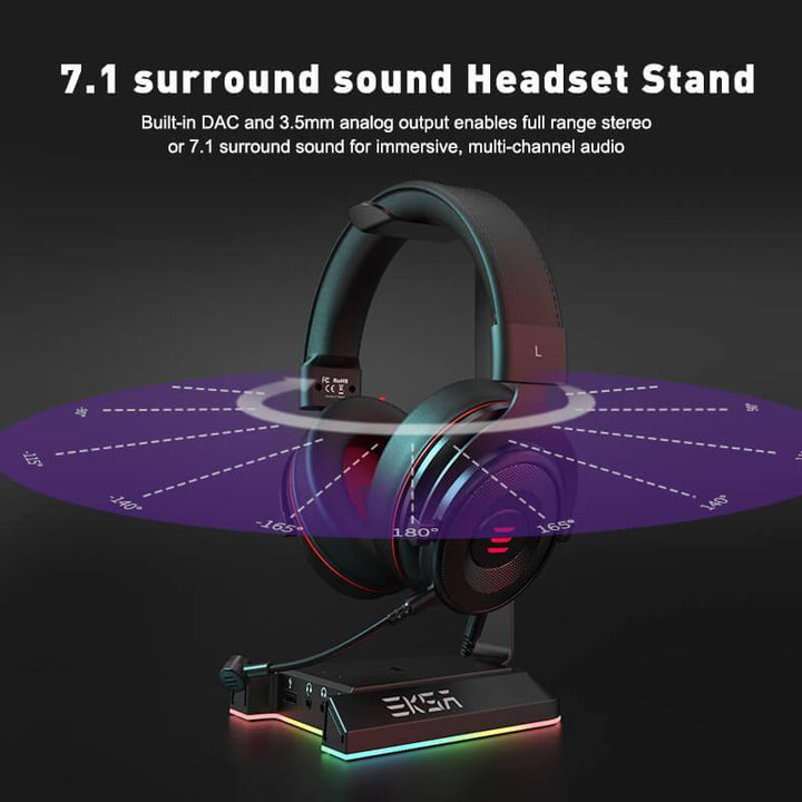 EKSA® W1 7.1 Virtual Surround Sound RGB Headset Stand - EKSA