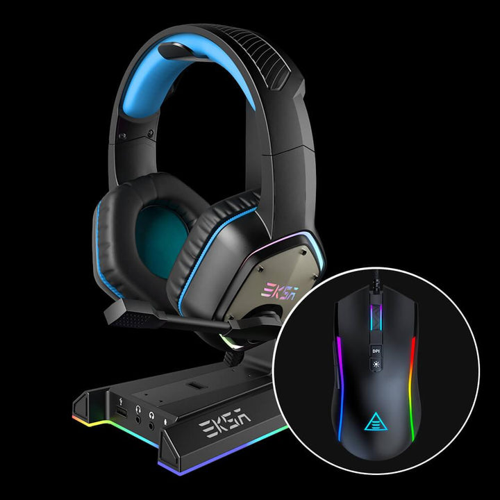 EKSA E1000 RGB USB Gaming Headset + W1 + EM110 Gaming Mice Bundle - EKSA