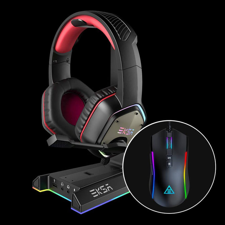 EKSA E1000 RGB USB Gaming Headset + W1 + EM110 Gaming Mice Bundle - EKSA