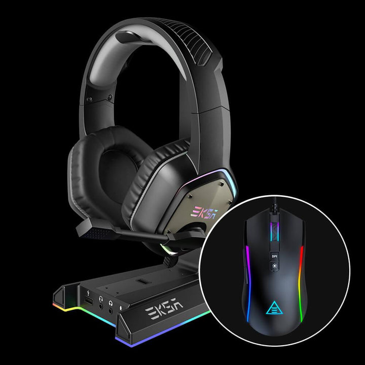 EKSA E1000 RGB USB Gaming Headset + W1 + EM110 Gaming Mice Bundle - EKSA